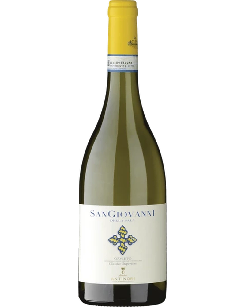 Weißwein San Giovanni della Sala Orvieto Classico Superiore DOC 2024 von Marchesi Antinori, klare Flasche mit goldener Beschriftung