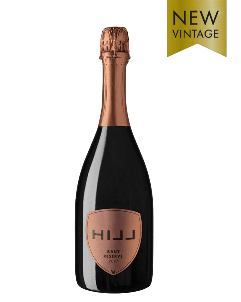 Leo Hillinger HILL Brut Reserve 2017 Schaumwein mit goldener Flasche und Schaumkrone, eleganter Wein für besondere Anlässe