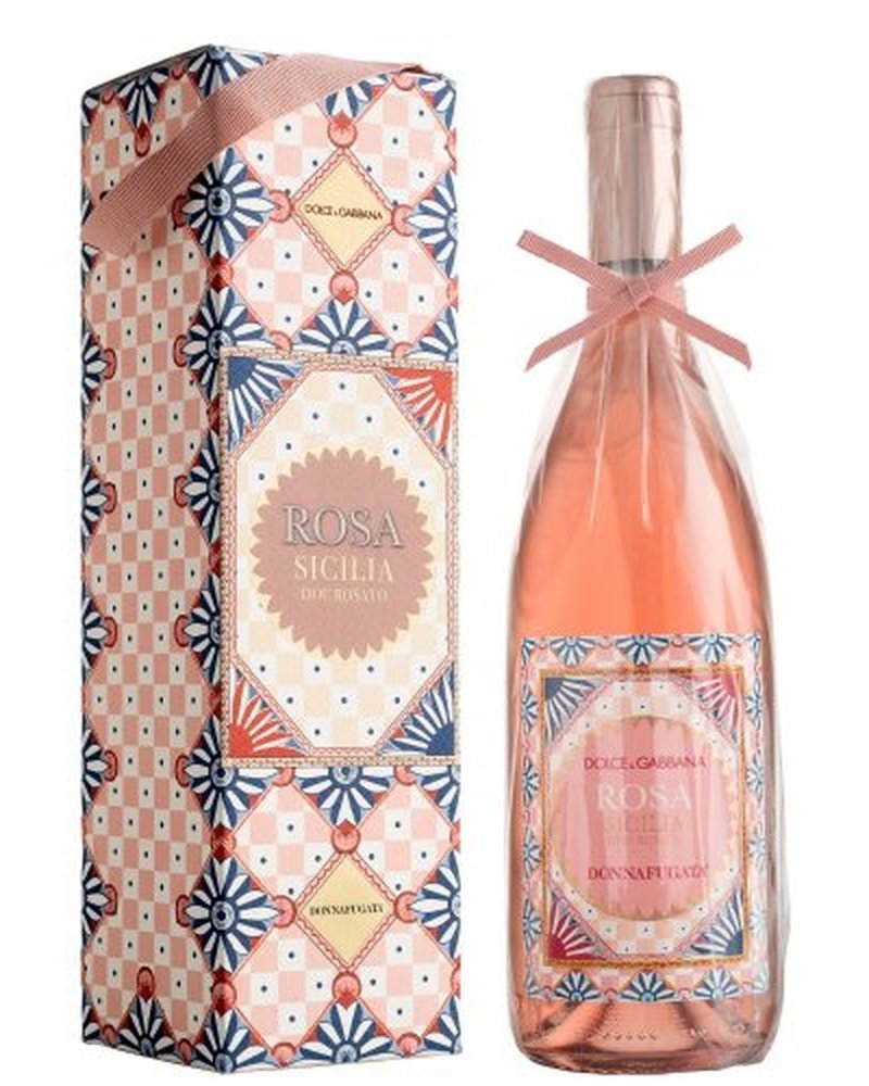 Roséwein Donnafugata Sicilia DOC Dolce & Gabbana 2023, hellrosa Flasche mit Etikett und Korkverschluss.